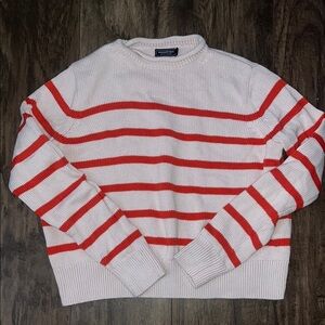 Vineyard Vines Striped Crewneck Pink and Red Sweater